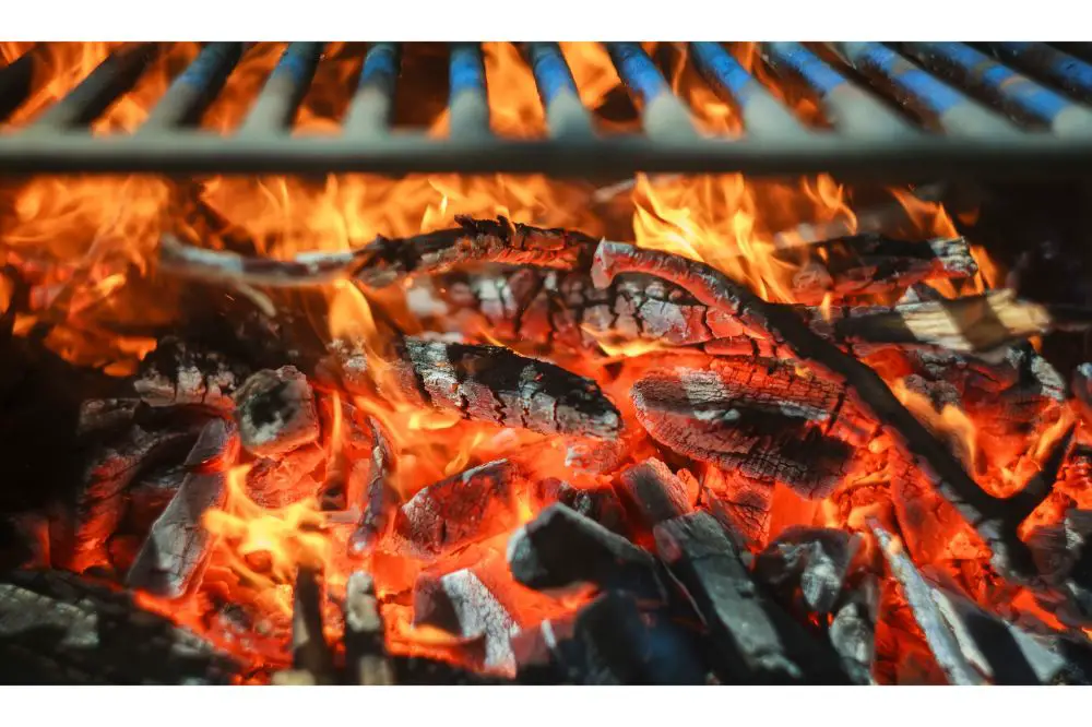 black burned charcoal bbq grid fire natural