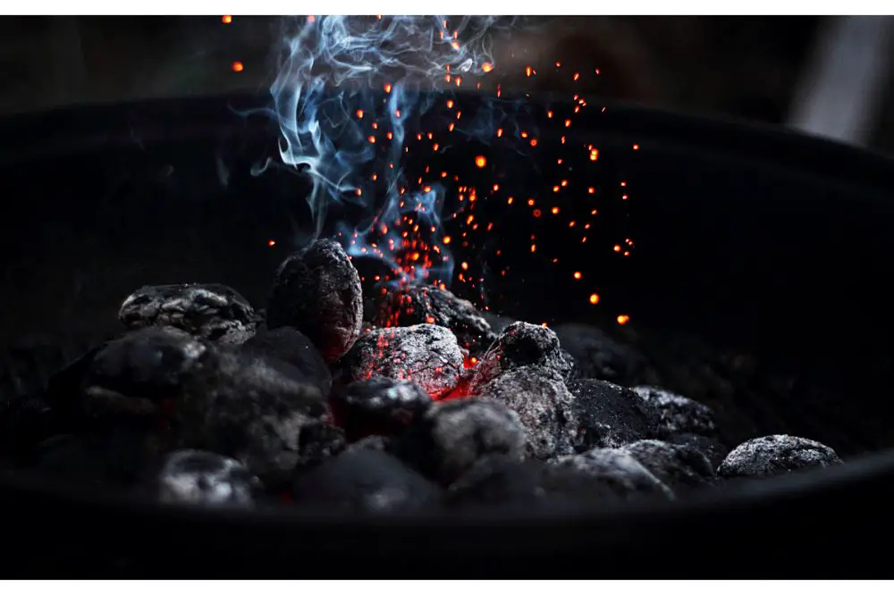 Burning charcoal