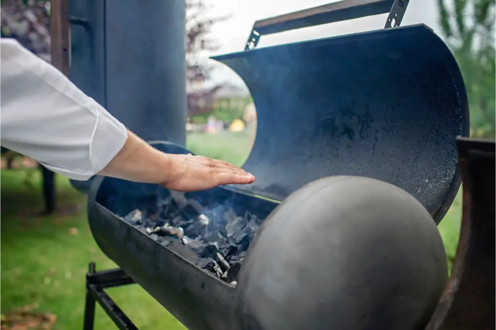 Smoker grill in home backyard