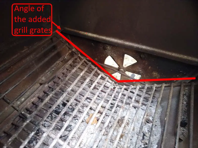 grilling grates to form a V pattern