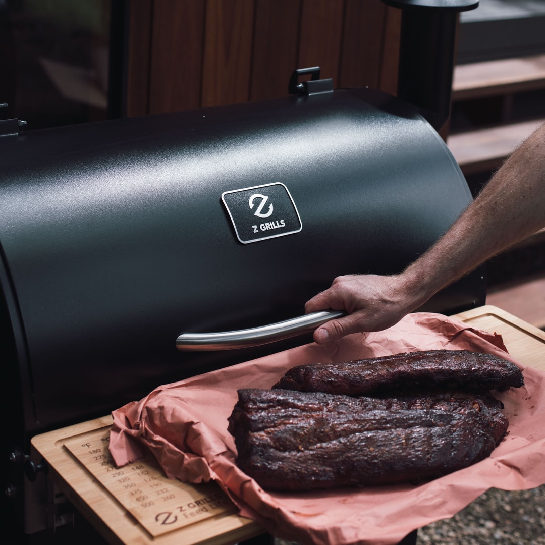 Ribs-fresh-out-of-the-Z-Grills Ribs smoked in a Z-Grill pellet smoker