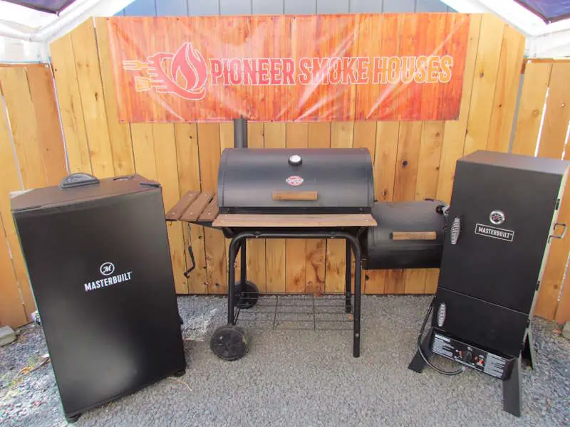 Three different smoker types featured on the pioneer smoke houses youtube stage
